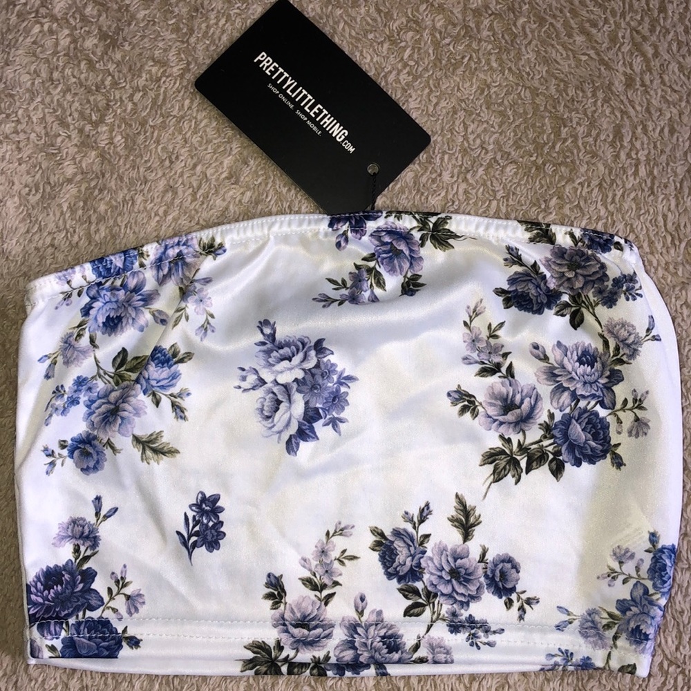 Blue Floral Printed Bandeau